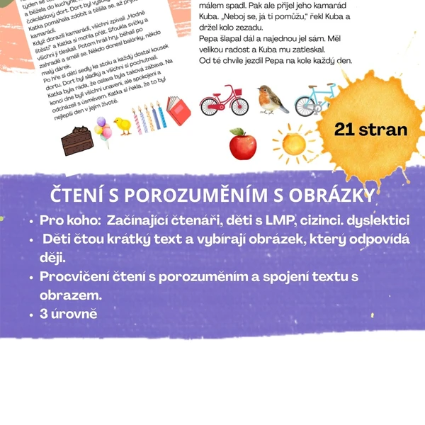ČTENÍ S POROZUMĚNÍM S OBRÁZKY - PRO LMP, MINIMÁLNÍ VÝSTUPY, CIZINCI. 1