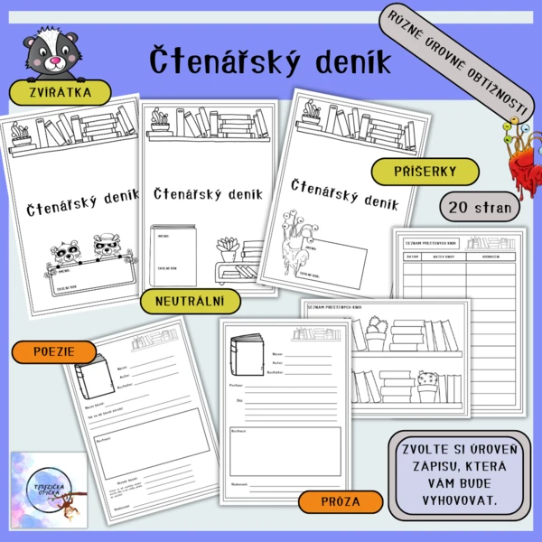 Čtenářský deník / zápisové listy do portfolia 1