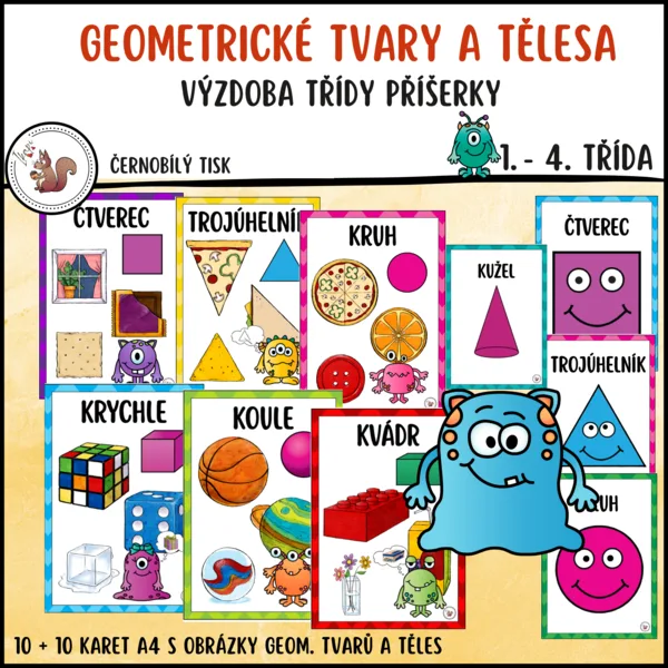 Geometrické tvary a tělesa příšerky 1