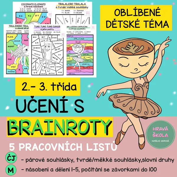 ITALSKÉ BRAINROTY - VYBARVOVAČKY ČJ + M - 2. - 3. TŘÍDA - 5 pracovních listů 1