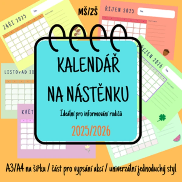 Kalendář akcí na nástěnku - univerzální 1