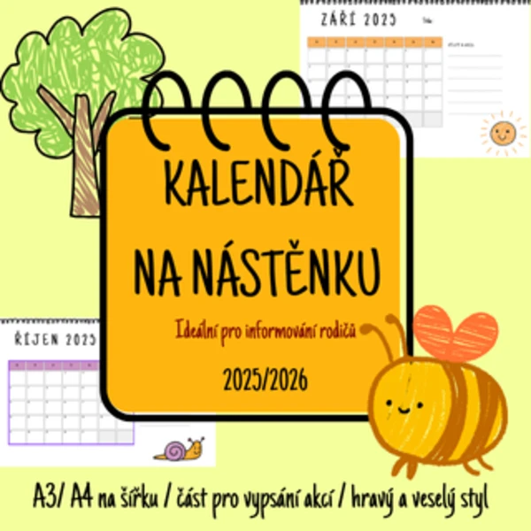 Kalendář akcí na nástěnku pro MŠ 1