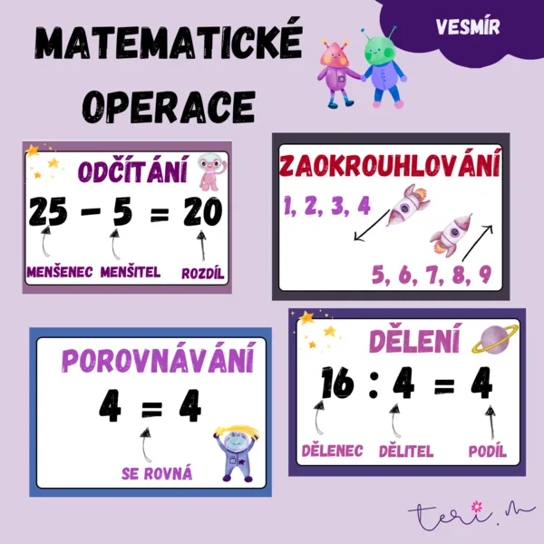 MATEMATICKÉ OPERACE - téma VESMÍR 1