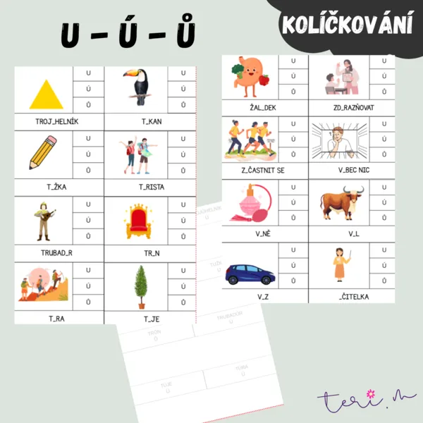 PSANÍ U - Ú - Ů - kolíčkování 1