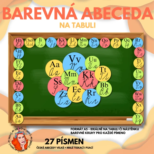 Barevná abeceda a čísla - na tabuli  1
