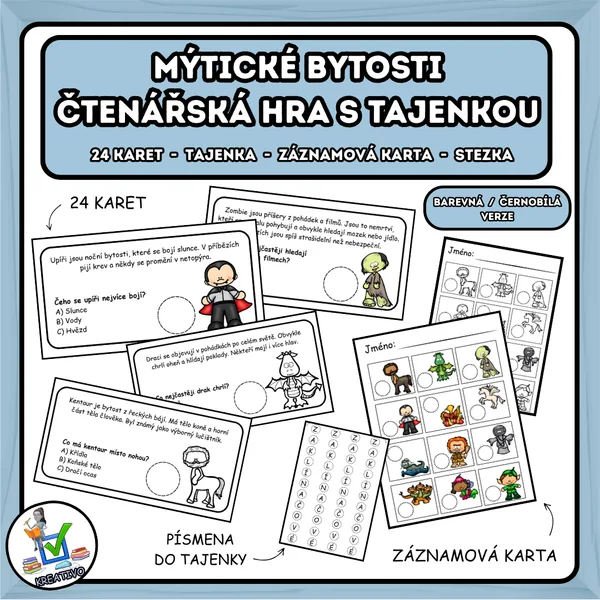Mýtické bytosti – čtenářská hra s tajenkou 1