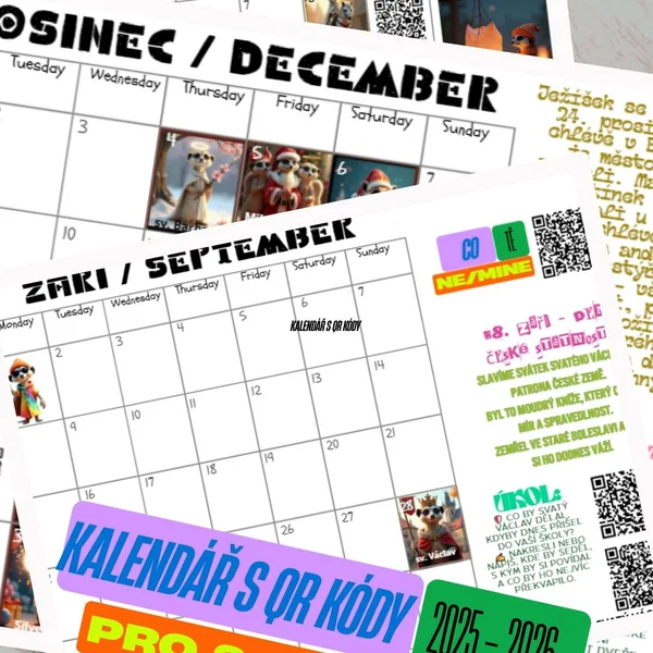 Interaktivní kalendář s QR kódy 2025/26 – pro 2. stupeň ZŠ 1