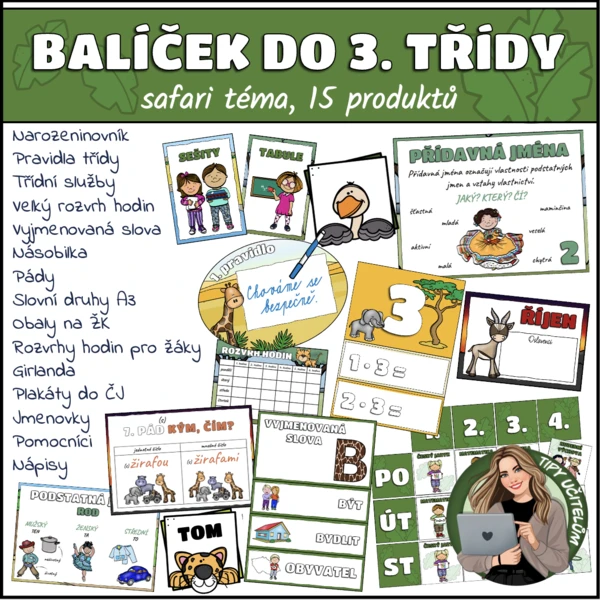 Balíček pro 3. třídu - téma safari (15 pomůcek) 1
