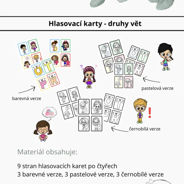 Hlasovací karty - druhy vět - děti 1