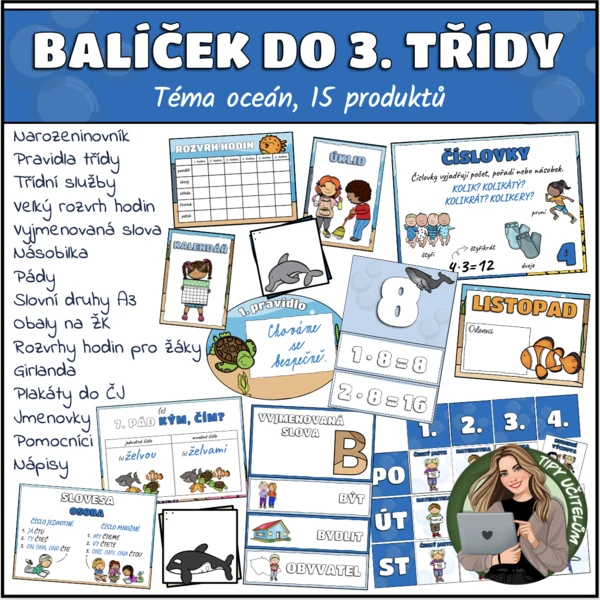Balíček pro 3. třídu - téma oceán (15 pomůcek) 1