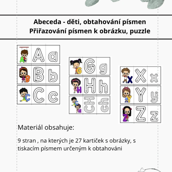 Abeceda - puzzle, obtahování písmen - děti 1