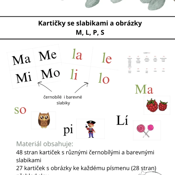 Kartičky - Slabiky s obrázky 1