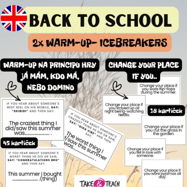 BACK TO SCHOOL - WARM UP - ICEBREAKERS - SUMMER SPEAKING CARDS 1