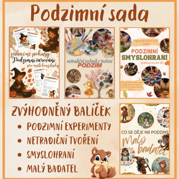 Podzimní sada: ZVÝHODNĚNÝ BALÍČEK ( pokusy, tvoření, smysly, bádání) 1