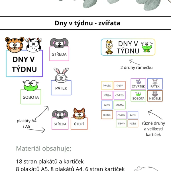 Dny v týdnu - zvířata 1