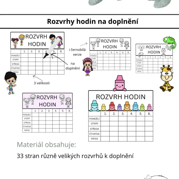 Rozvrhy hodin k doplnění 1