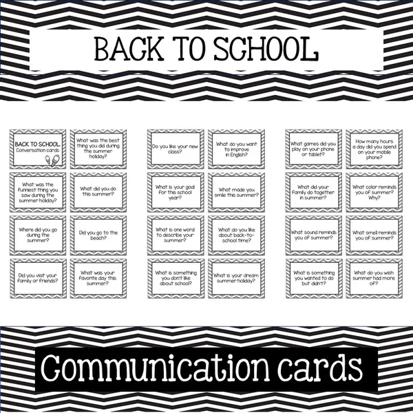 Back to school - conversation cards 1