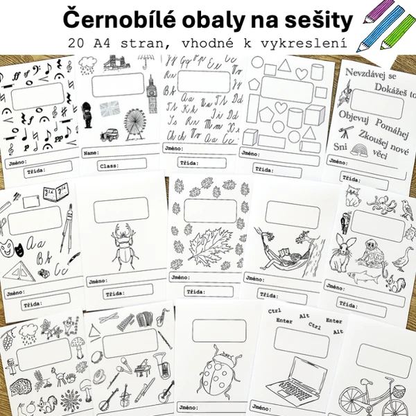 Obaly na sešity - černobílé 1