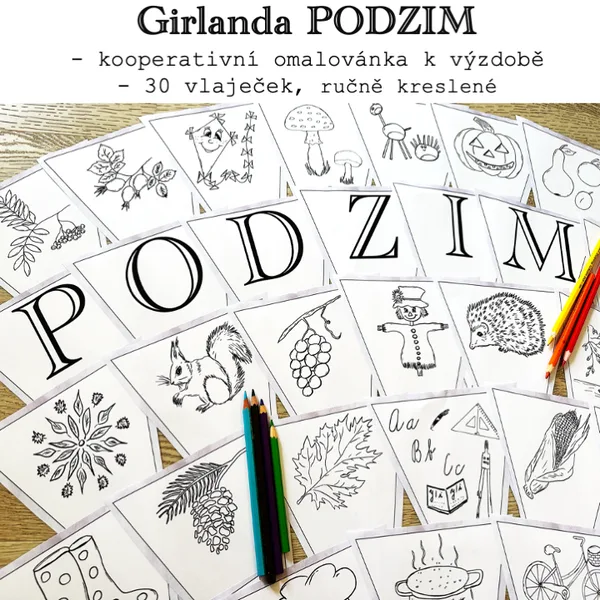Girlanda PODZIM - kooperativní omalovánka 1