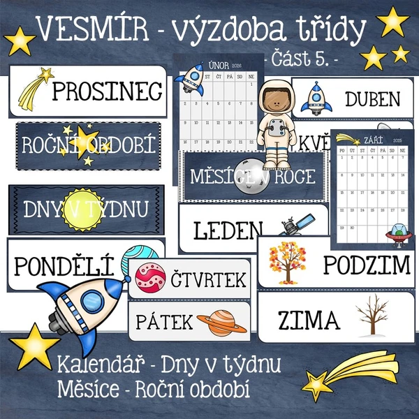 VESMÍR - Kalendář, dny v týdnu, měsíce a roční období 1