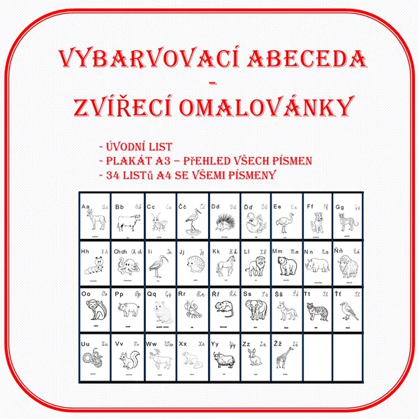 Vybarvovací abeceda – zvířecí omalovánky 1