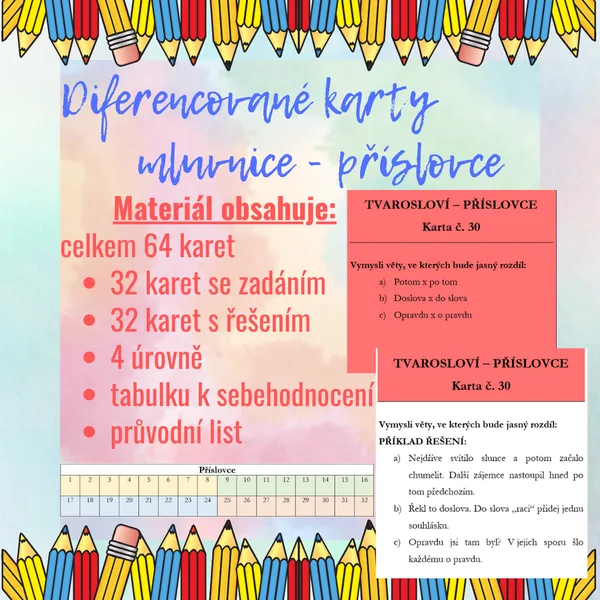 Diferencované karty - Příslovce 1