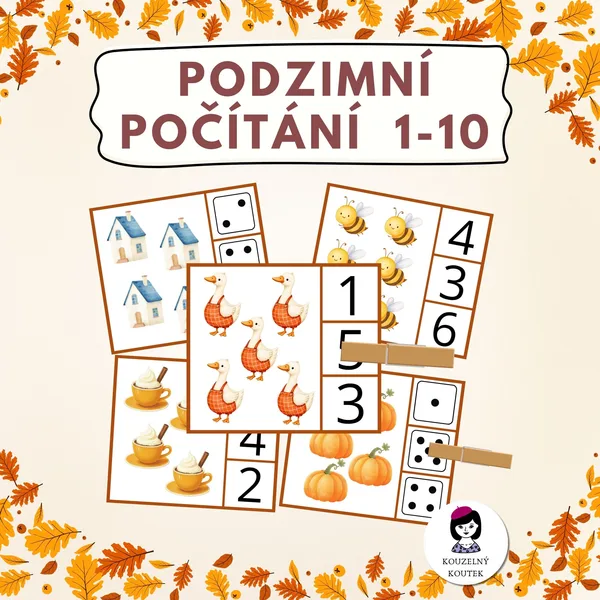Podzimní počítání - kolíčkování, počítání do 10 1