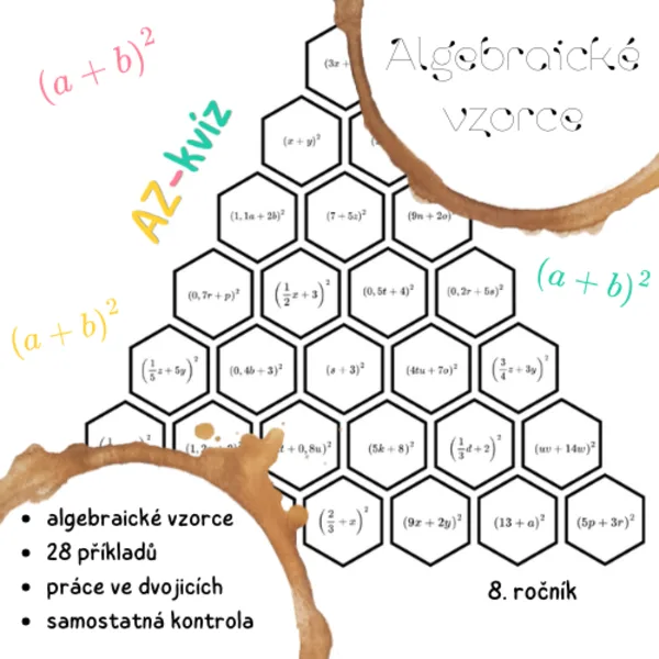 AZ-kvíz - algebraické vzorce (1. a 2. vzorec) 1