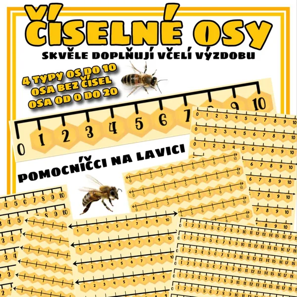 VČELY - číselné osy 0 - 10; 0 - 20 1