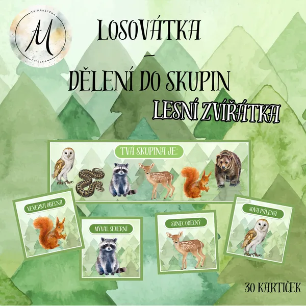 Losovátka - dělení do čtveřic, pětic a šestic - téma les 1