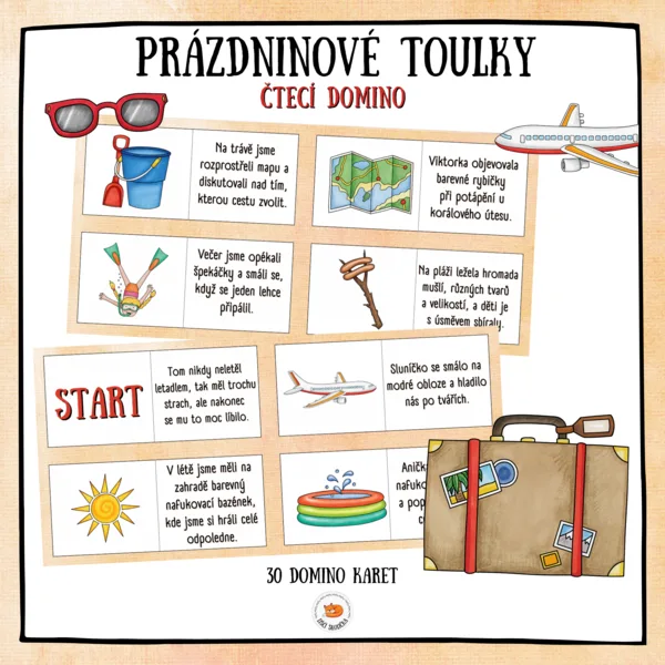 Čtecí domino - Prázdninové toulky  1