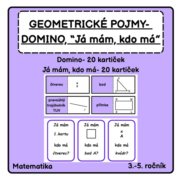Geometrické pojmy - Já mám, kdo má, DOMINO 1