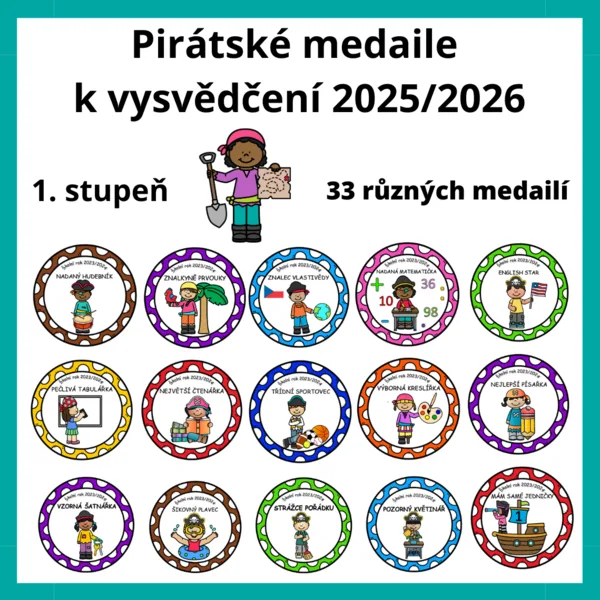Pirátské medaile k vysvědčení 2025/2026 1