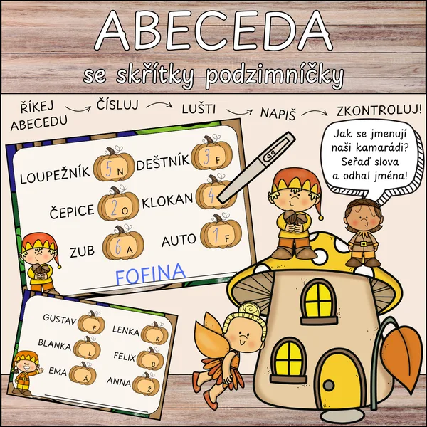 Skřítci podzimníčci - řazení slov dle abecedy 1