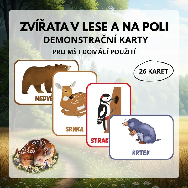 Zvířata v lese a na poli – demonstrační karty  1