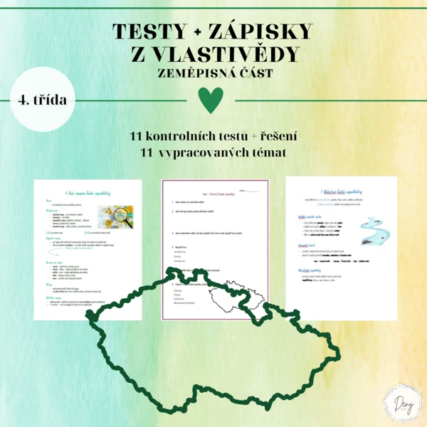 Balíček - Zápisky + testy z vlastivědy (zeměpisná část) 4.ročník 1