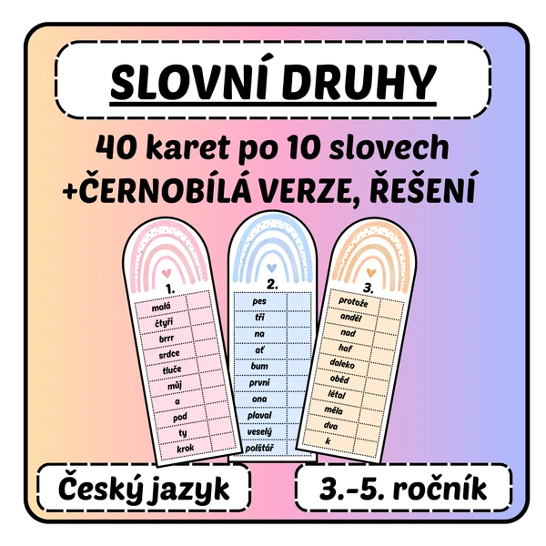 Slovní druhy - karty/sloupečky 1
