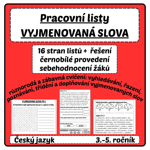 Pracovní listy - VYJMENOVANÁ SLOVA 1