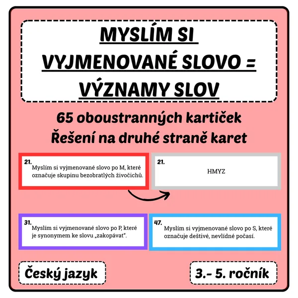 Myslím si vyjmenované slovo = významy slov 1