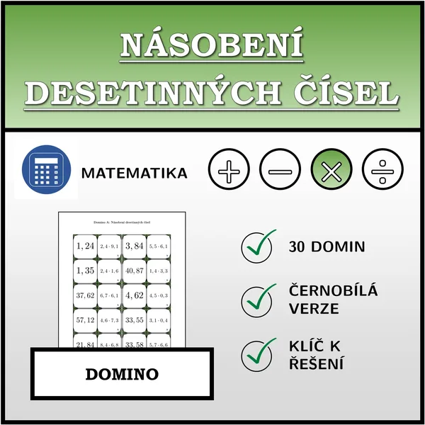 Domino - Násobení desetinných čísel | matematika 1