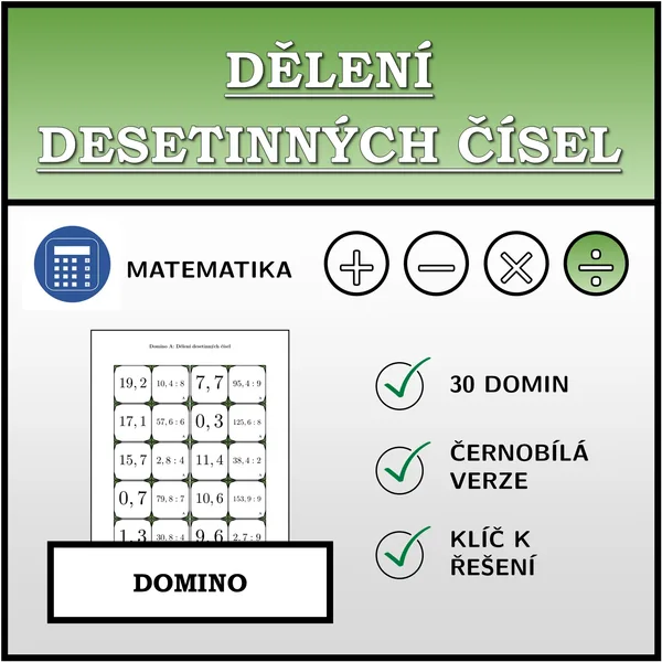 Domino - Dělení desetinných čísel | matematika 1
