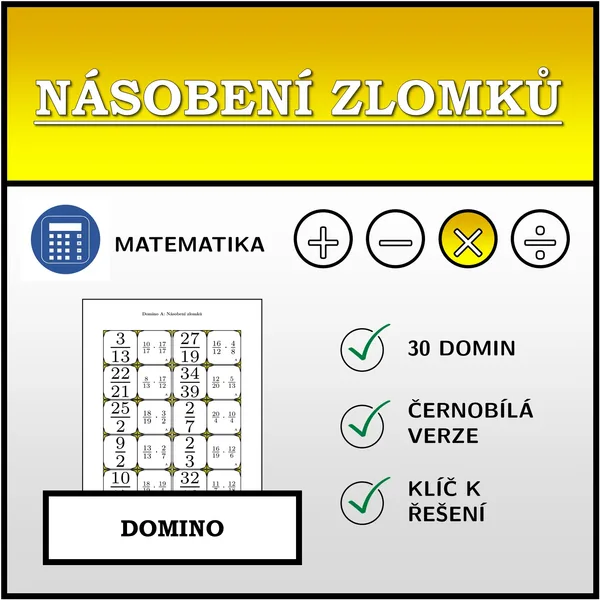 Domino - Násobení zlomků | matematika 1