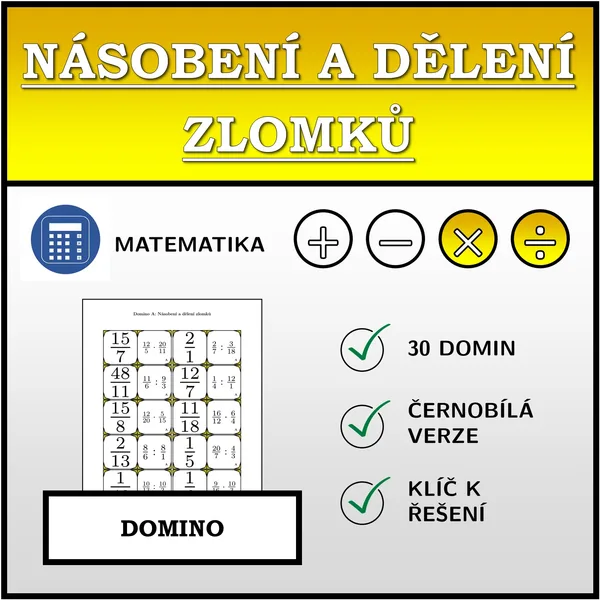 Domino - Násobení a dělení zlomků | matematika 1