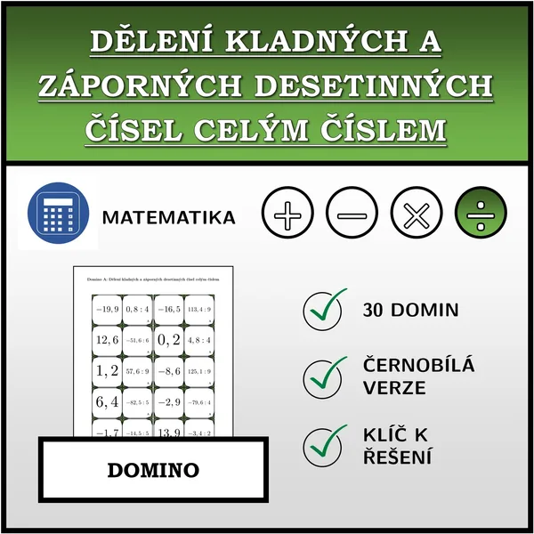 Domino - Dělení kladných a záporných desetinných čísel celým číslem | matematika 1