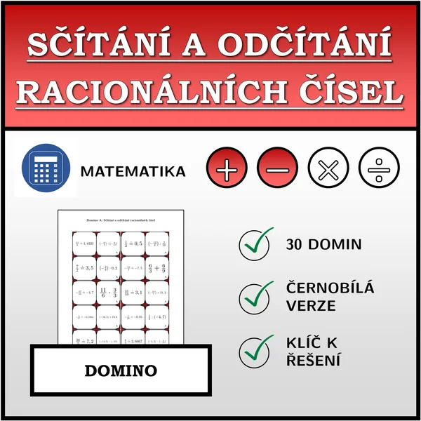 Domino - Sčítání a odčítání racionálních čísel | matematika 1