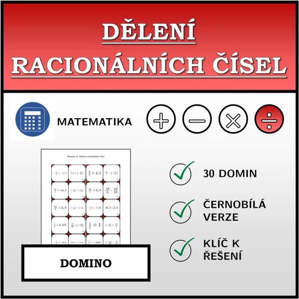 Domino - Dělení racionálních čísel | matematika 1