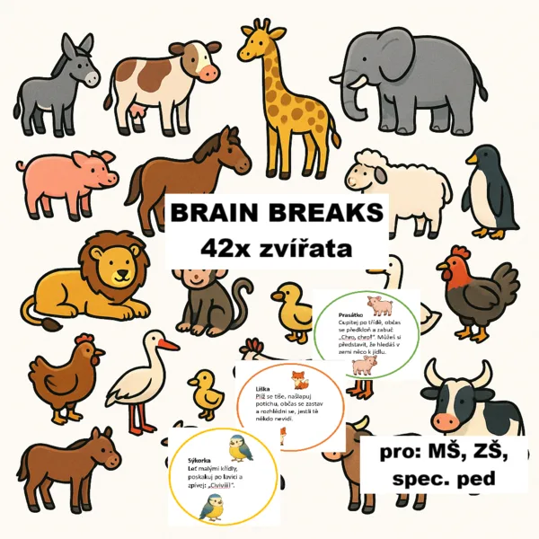 Brain breaks - 42 kartiček o zvířatech 1
