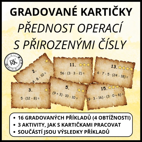 Přirozená čísla - přednost operací (gradované kartičky) 1