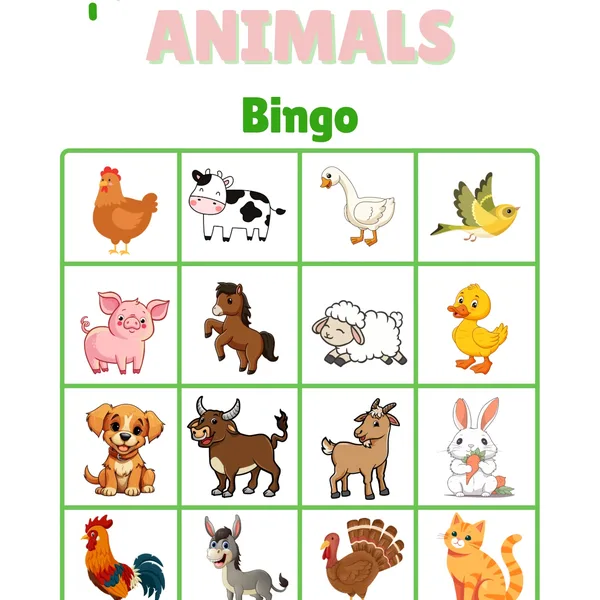 Farm Animals- Bingo  1