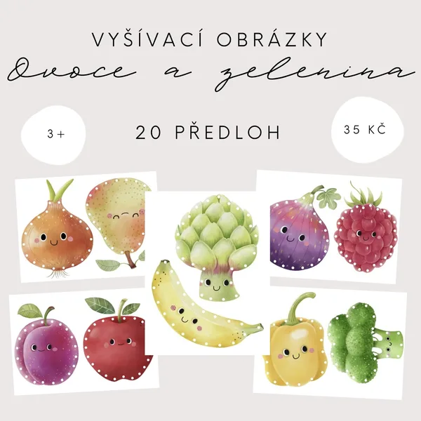 Vyšívací / provlékací obrázky - ovoce a zelenina 1